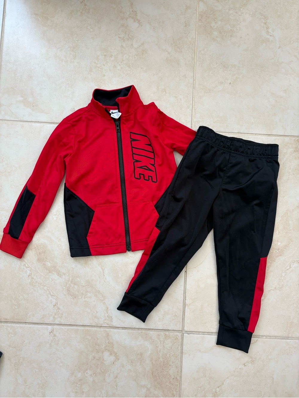 Nike Kids Red and Black Track Jacket and Pants Set